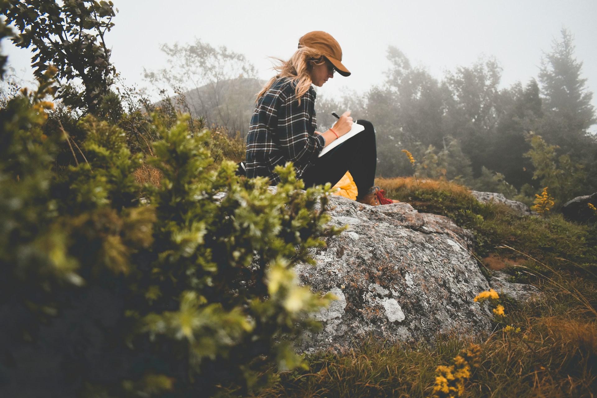 A woman journaling outdoor