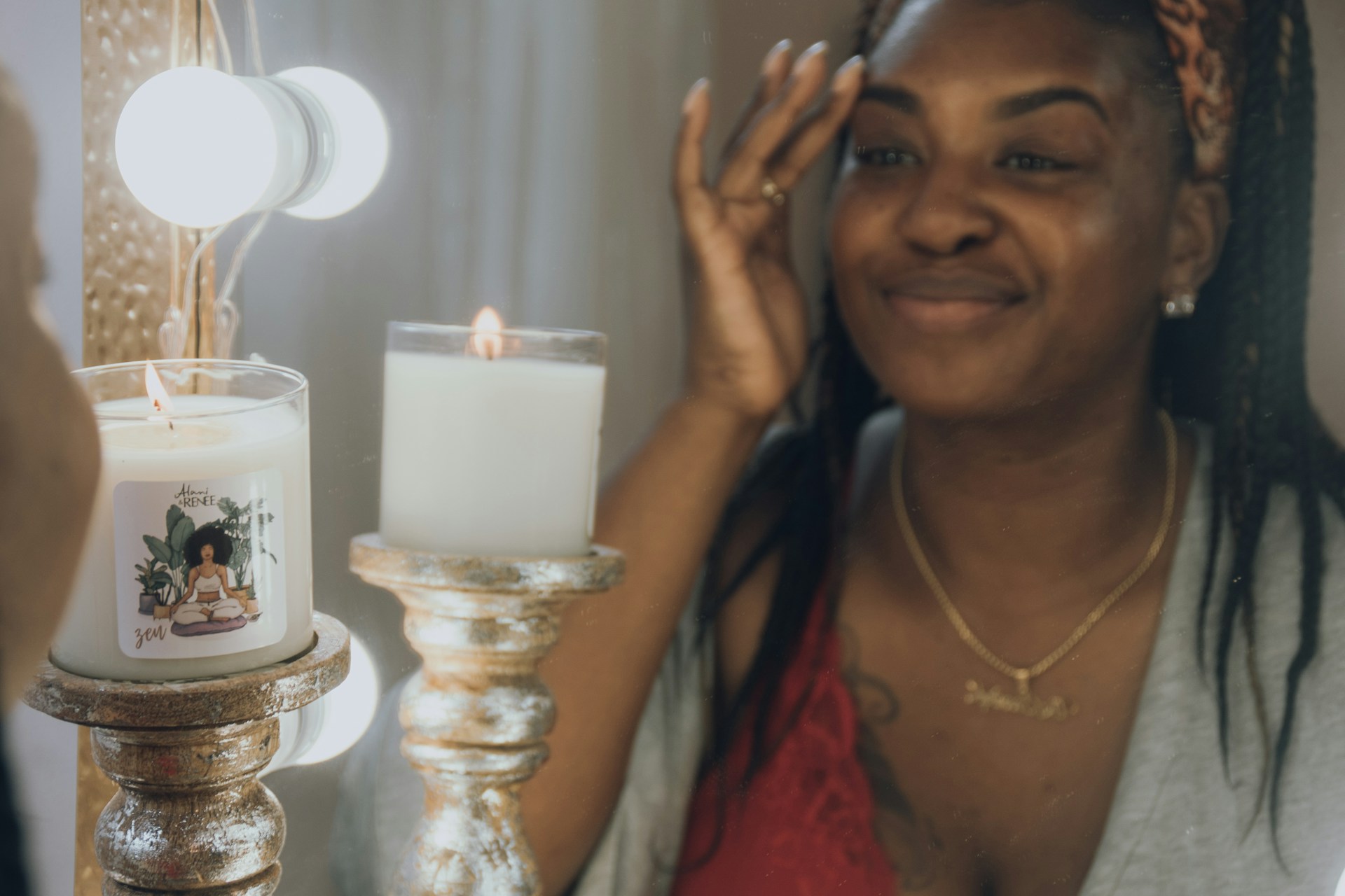 A woman doing self-care