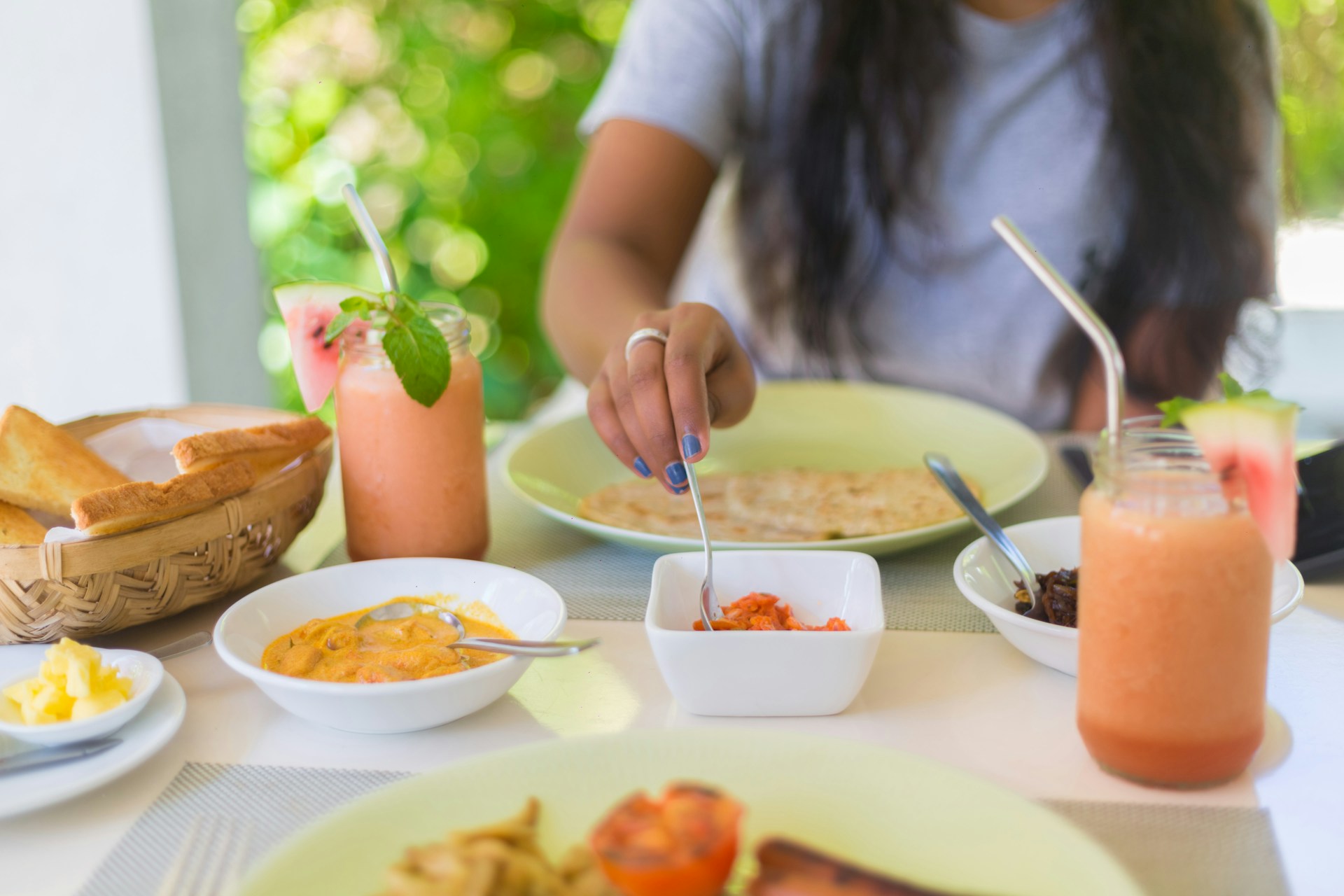A Woman eating healthy snacks