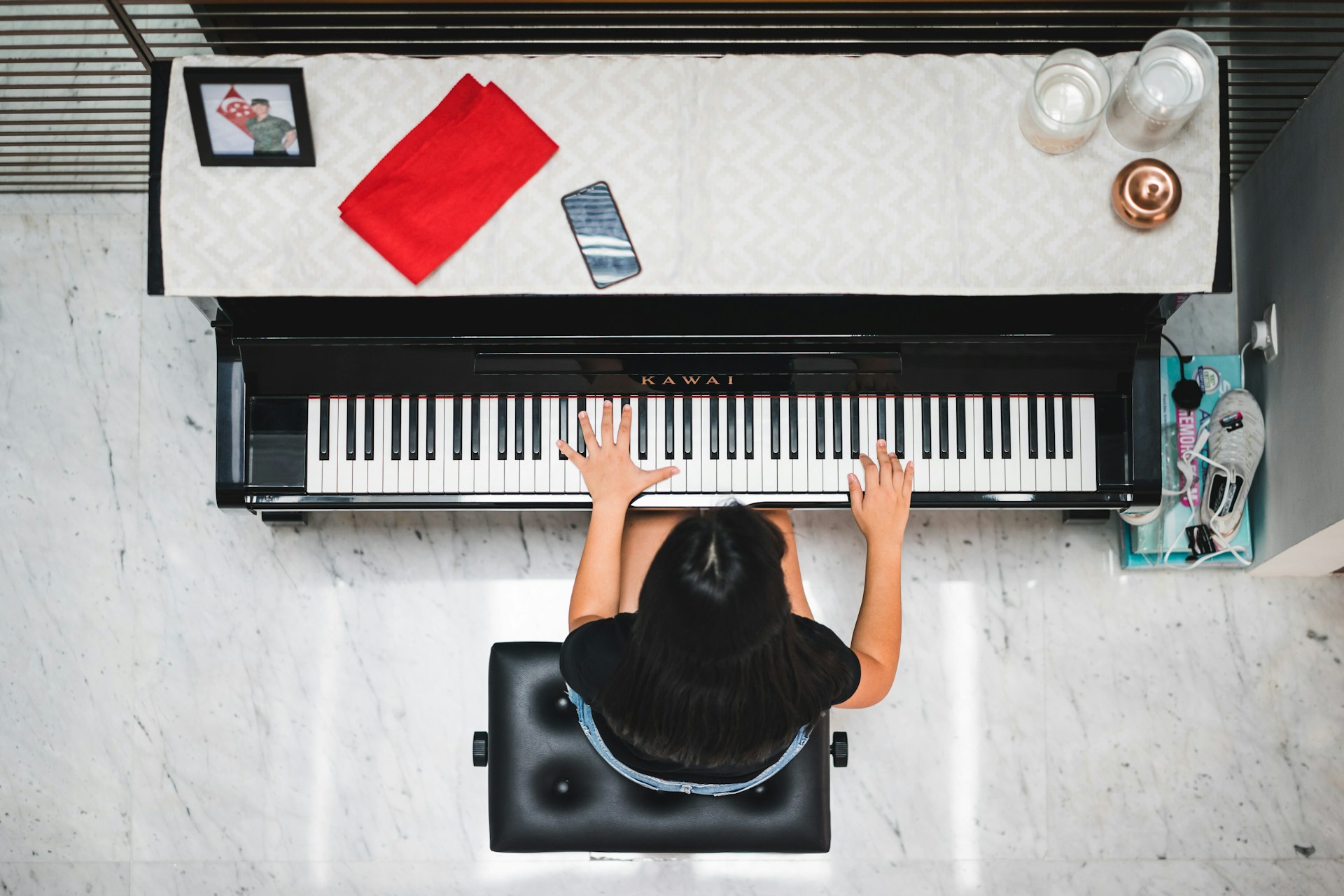 A girl playing piano